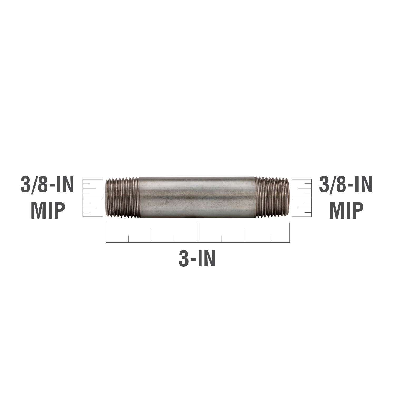 slide 3 of 6, RELIABILT 3/8-in x 3-in Galvanized Nipple, 1 ct