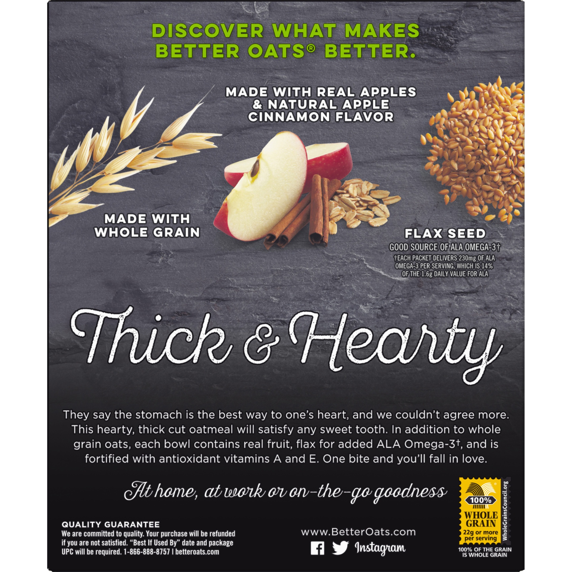 slide 6 of 6, Better Oats Thick Hearty Apples Cinnamon Instant Oatmeal, 10 ct; 12.3 oz