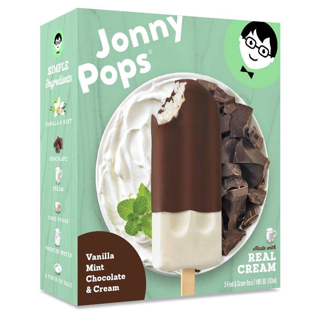 slide 1 of 4, Jonny Pops Vanilla Mint Chocolate & Cream Ice Cream Bars, 7.19 oz