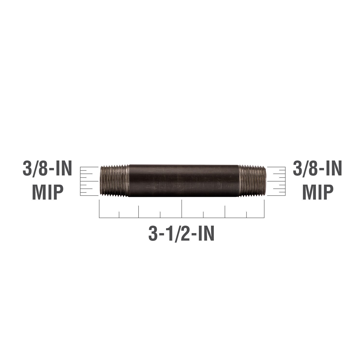 slide 3 of 6, RELIABILT 3/8-in x 3-1/2-in Black Nipple, 1 ct