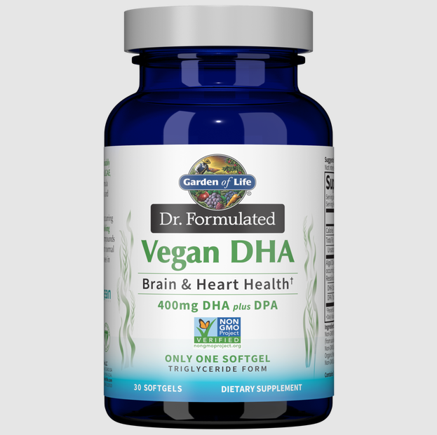 slide 1 of 3, Garden Of Life Brain And Heart Health Vegan Dha, 30 ct