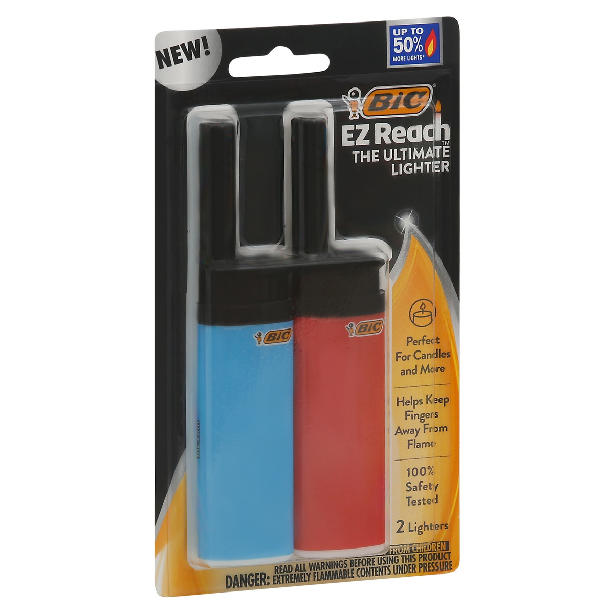 slide 2 of 9, BIC EZ Reach Lighter 2 ea, 2 ct