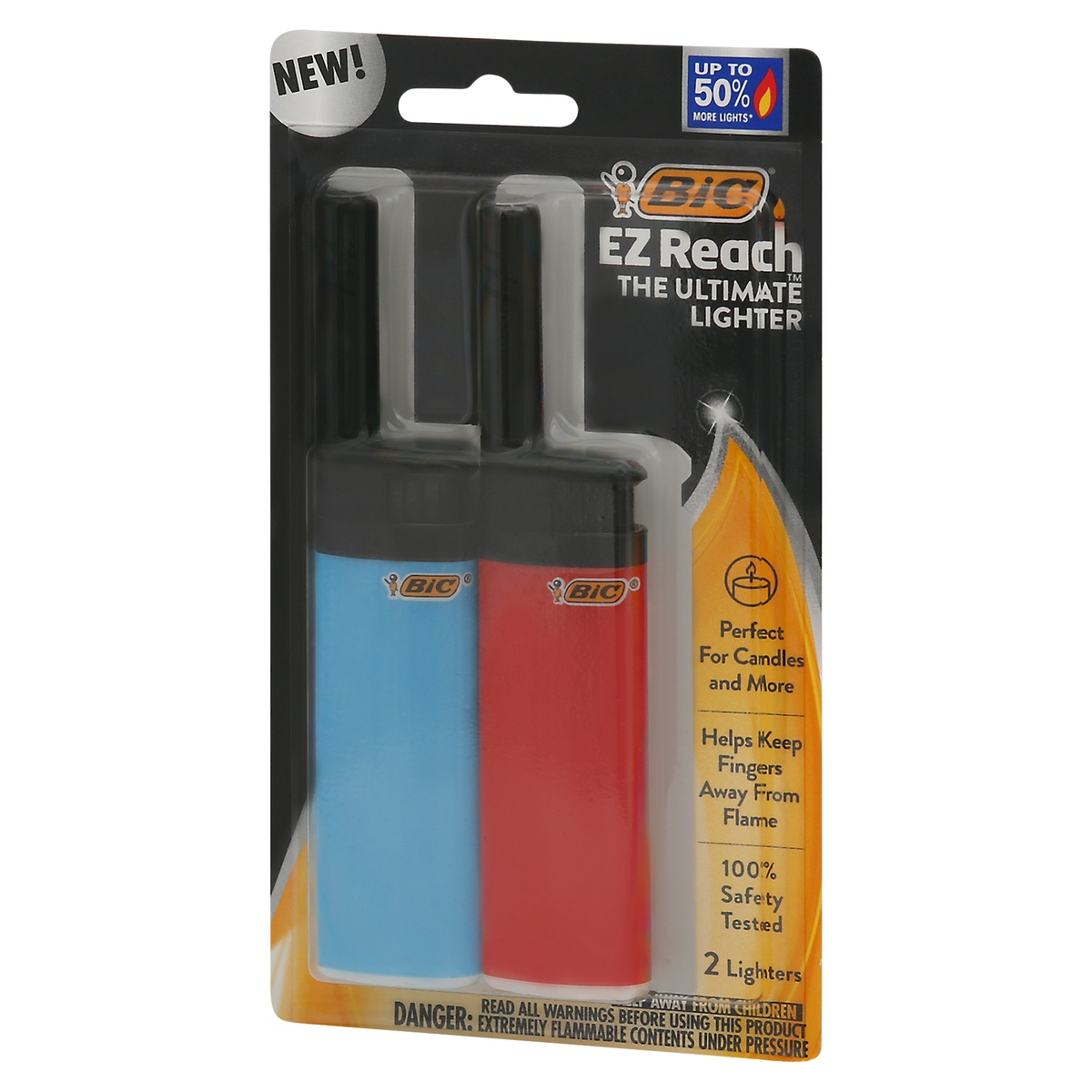 slide 3 of 9, BIC EZ Reach Lighter 2 ea, 2 ct