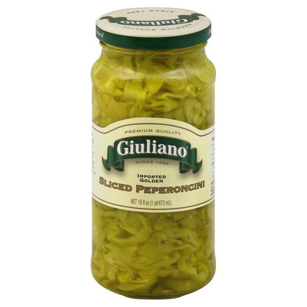 slide 1 of 2, Giuliano Sliced Golden Greek Peperoncini, 16 oz
