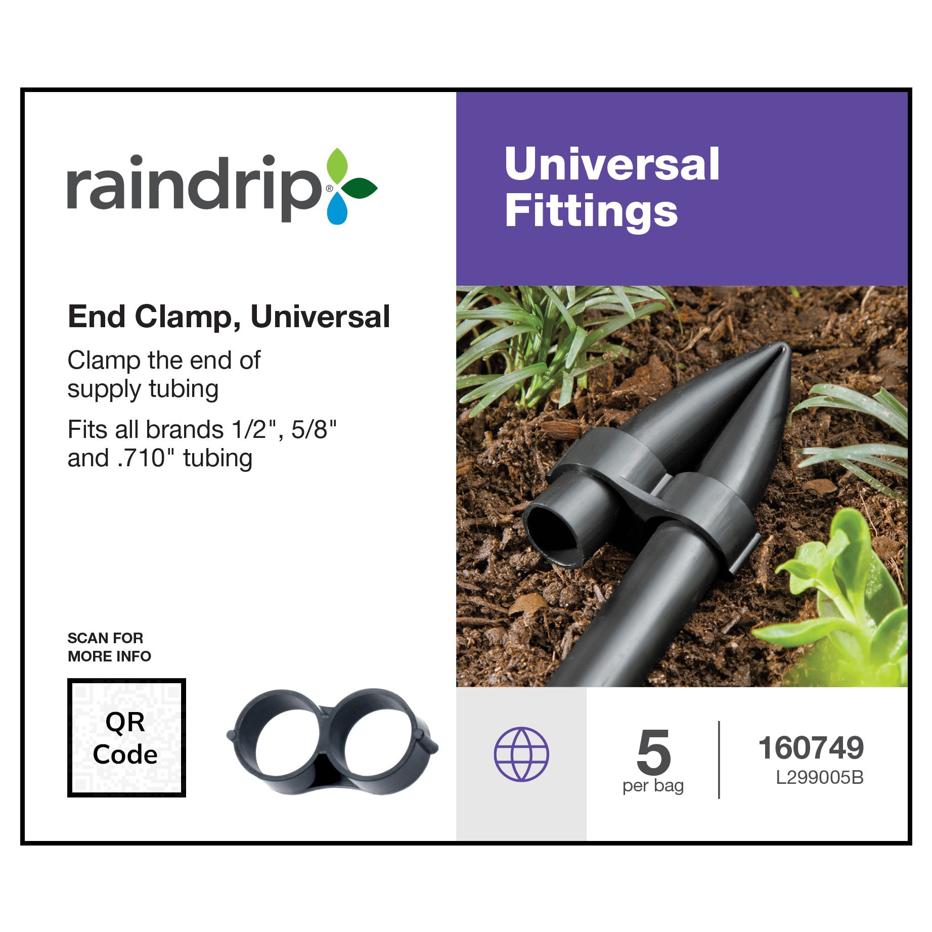 slide 2 of 4, Raindrip Universal Plastic Slip Drip Irrigation End Cap 5 -Pack, 1 ct