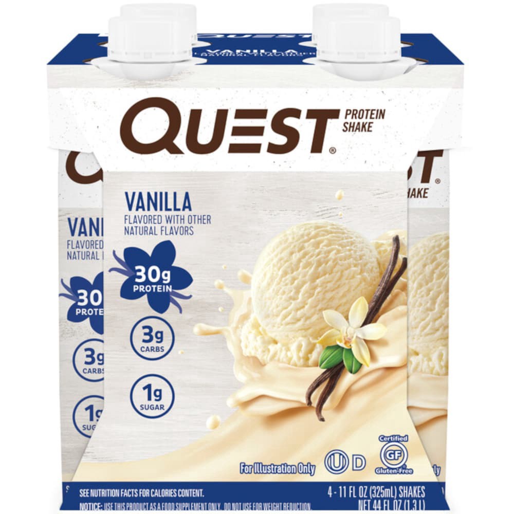 slide 1 of 1, Quest Vanilla Protein Shake, High Protein, Low Carb, Gluten Free, Keto Friendly, 4 Count, 44 oz