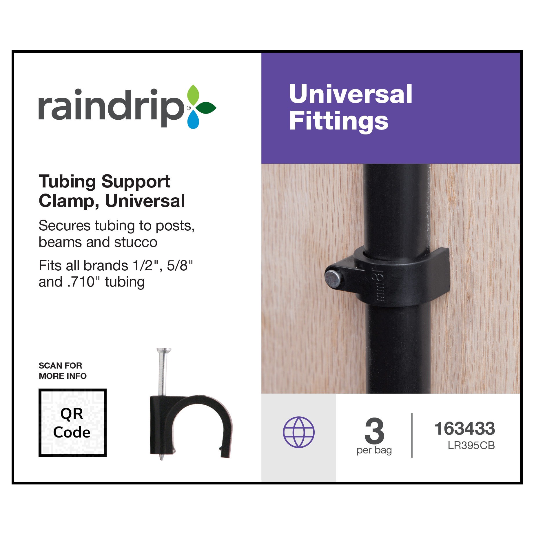 slide 3 of 5, Raindrip Drip Irrigation Support Clamp 3 -Pack, 1 ct