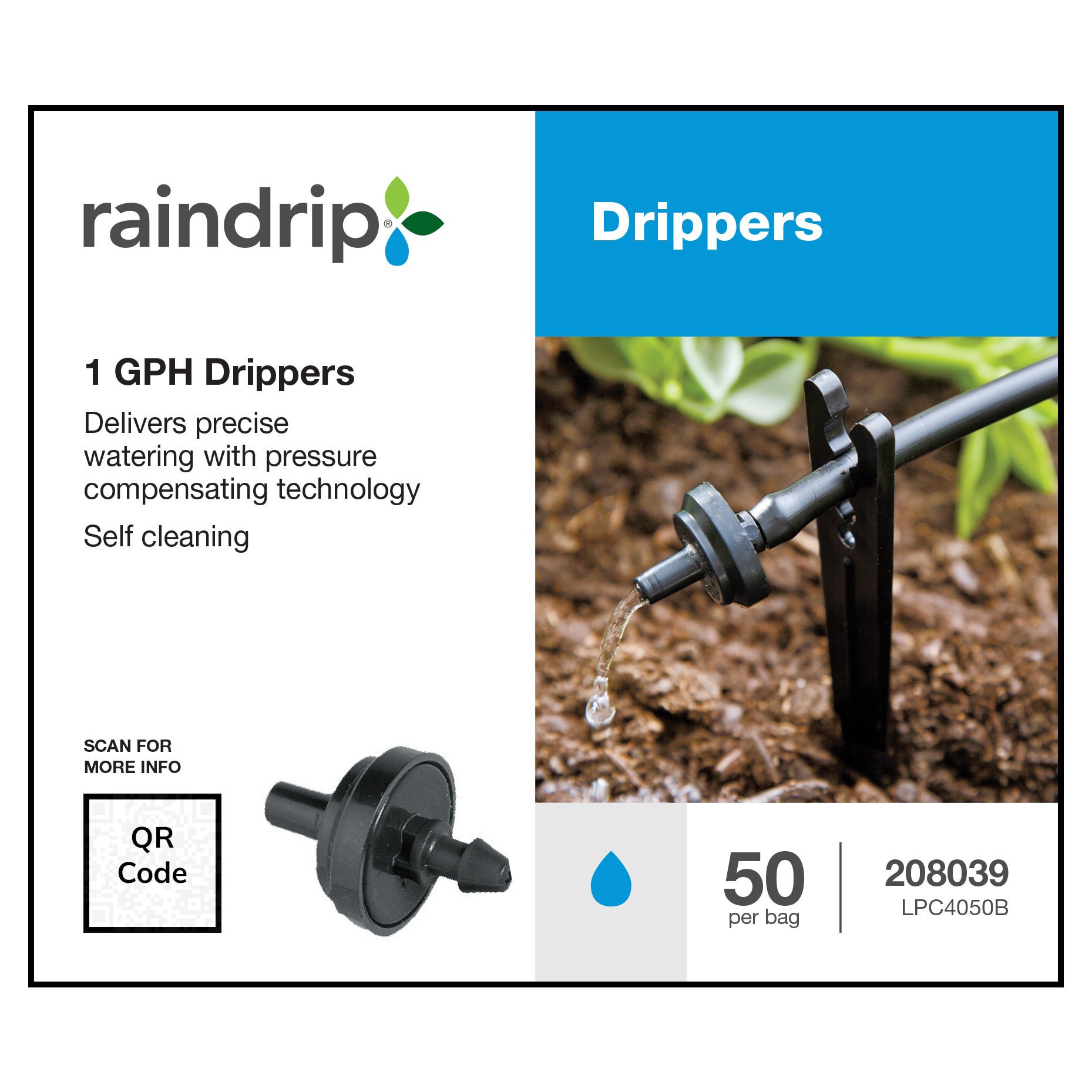 slide 5 of 6, Raindrip 1 GPH Drip Irrigation Dripper 50 -Pack, 1 ct
