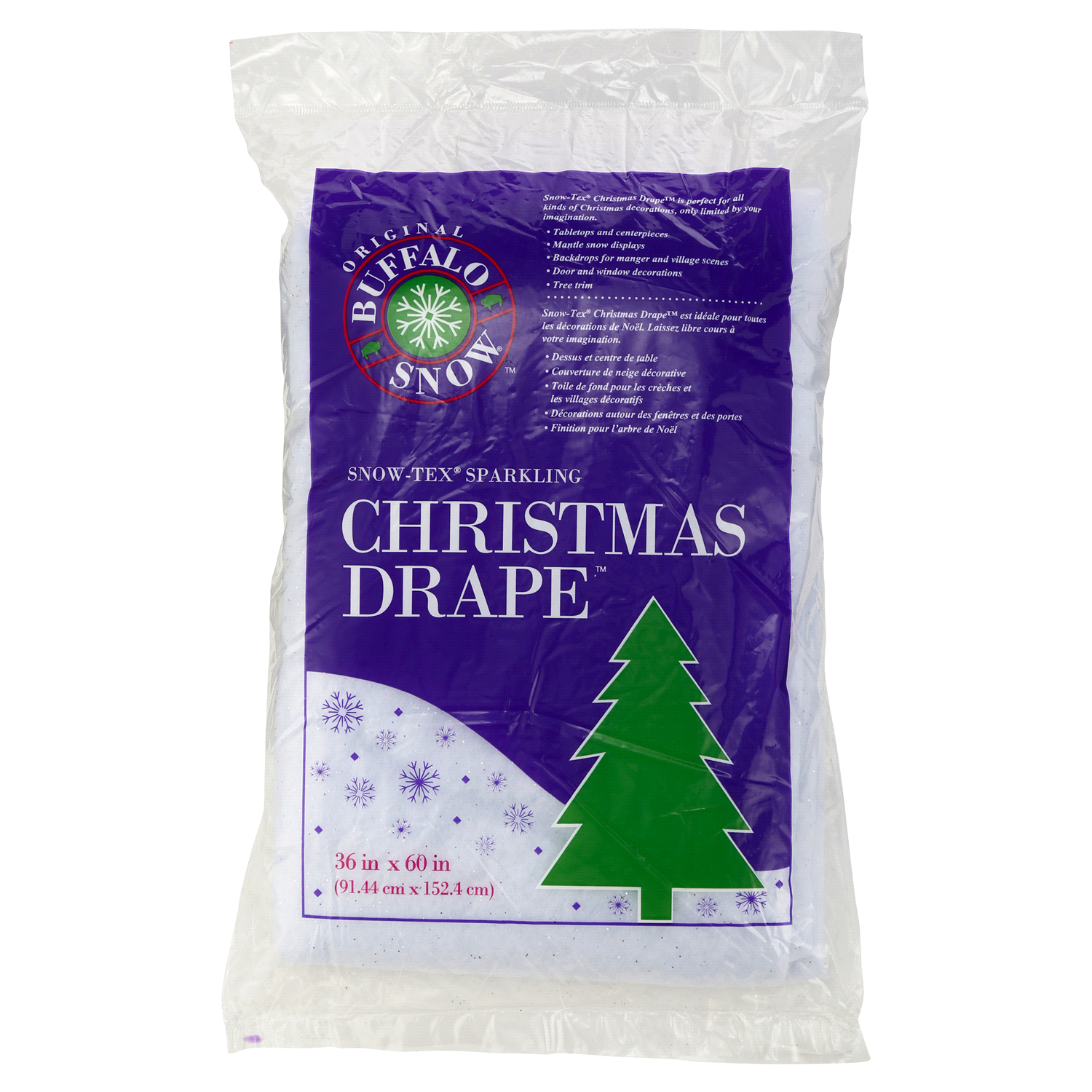 slide 1 of 5, Buffalo Snow Christmas Drape with Silver Glitter, 1 ct