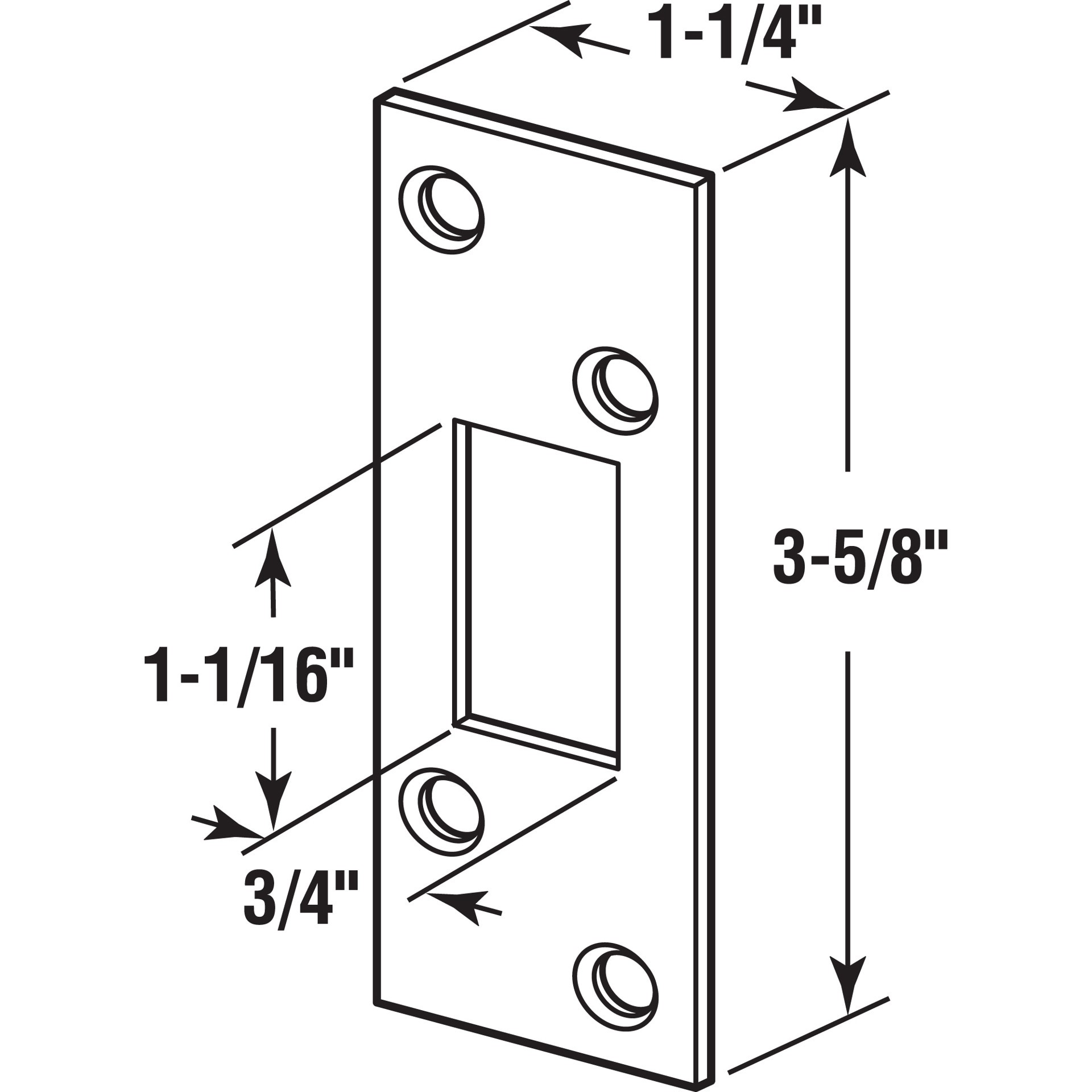 slide 5 of 6, RELIABILT 1-1/4-in W x 3-5/8-in L Satin Full lip strike, 1 ct
