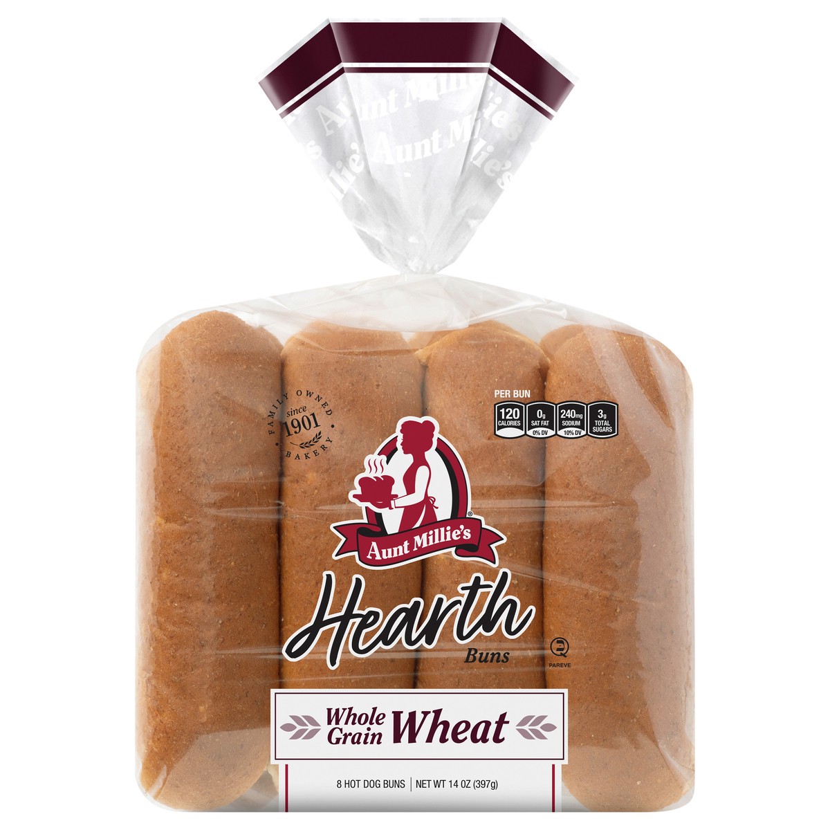 slide 1 of 9, Aunt Millie's Hearth Whole Grain Hot Dog Buns, 8 Ct, 8 ct