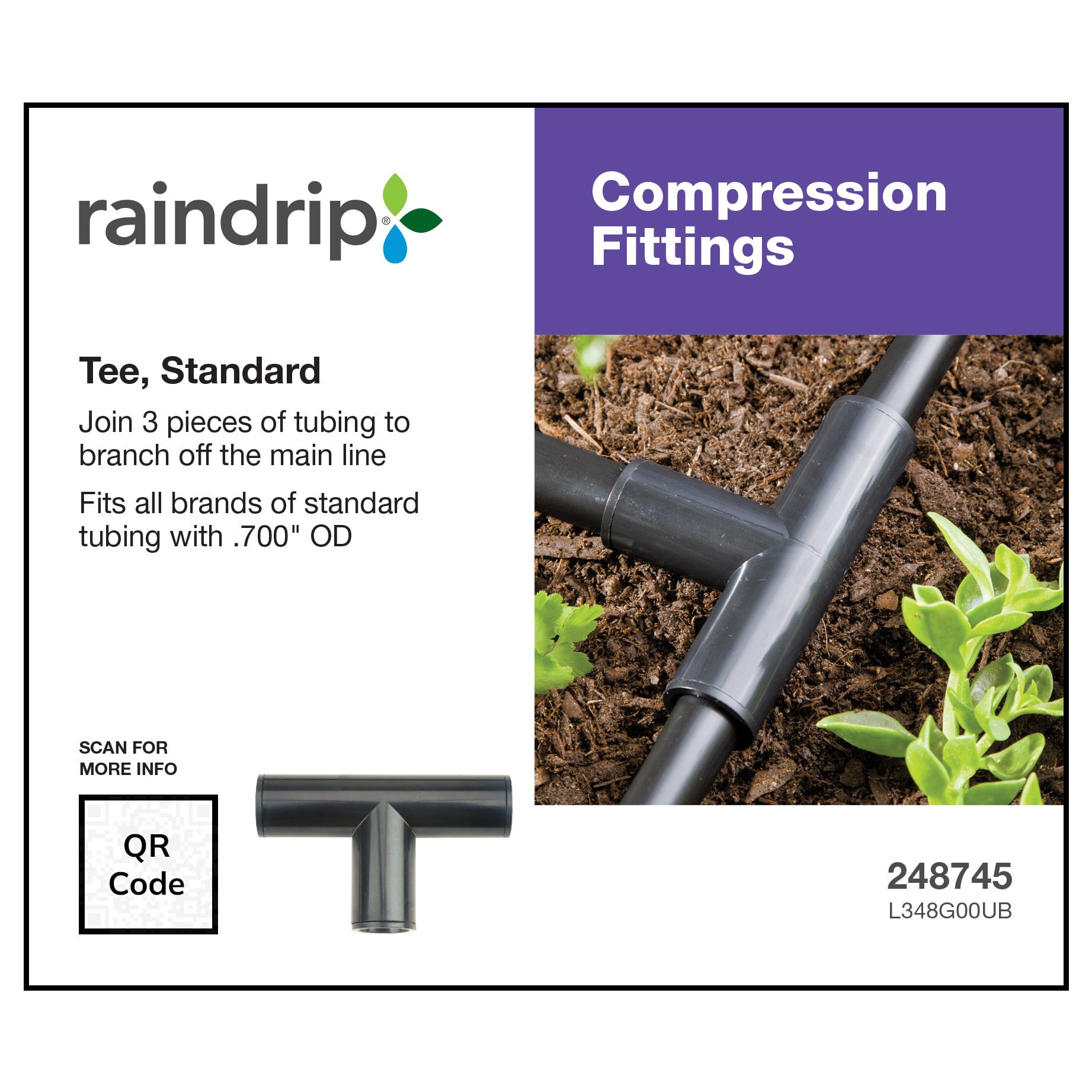 slide 5 of 6, Raindrip 5/8-In Plastic Compression Drip Irrigation Tee, 1 ct