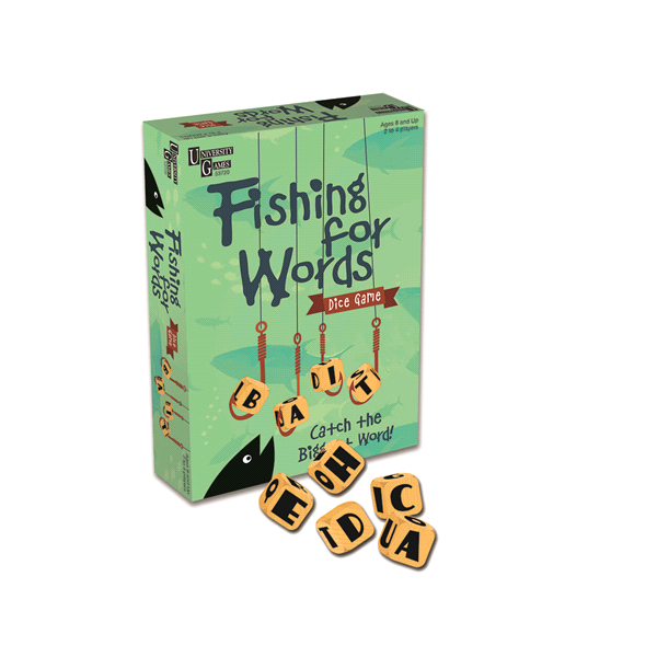 slide 1 of 1, University Games Fishing For Words Dice Game, 1 ct