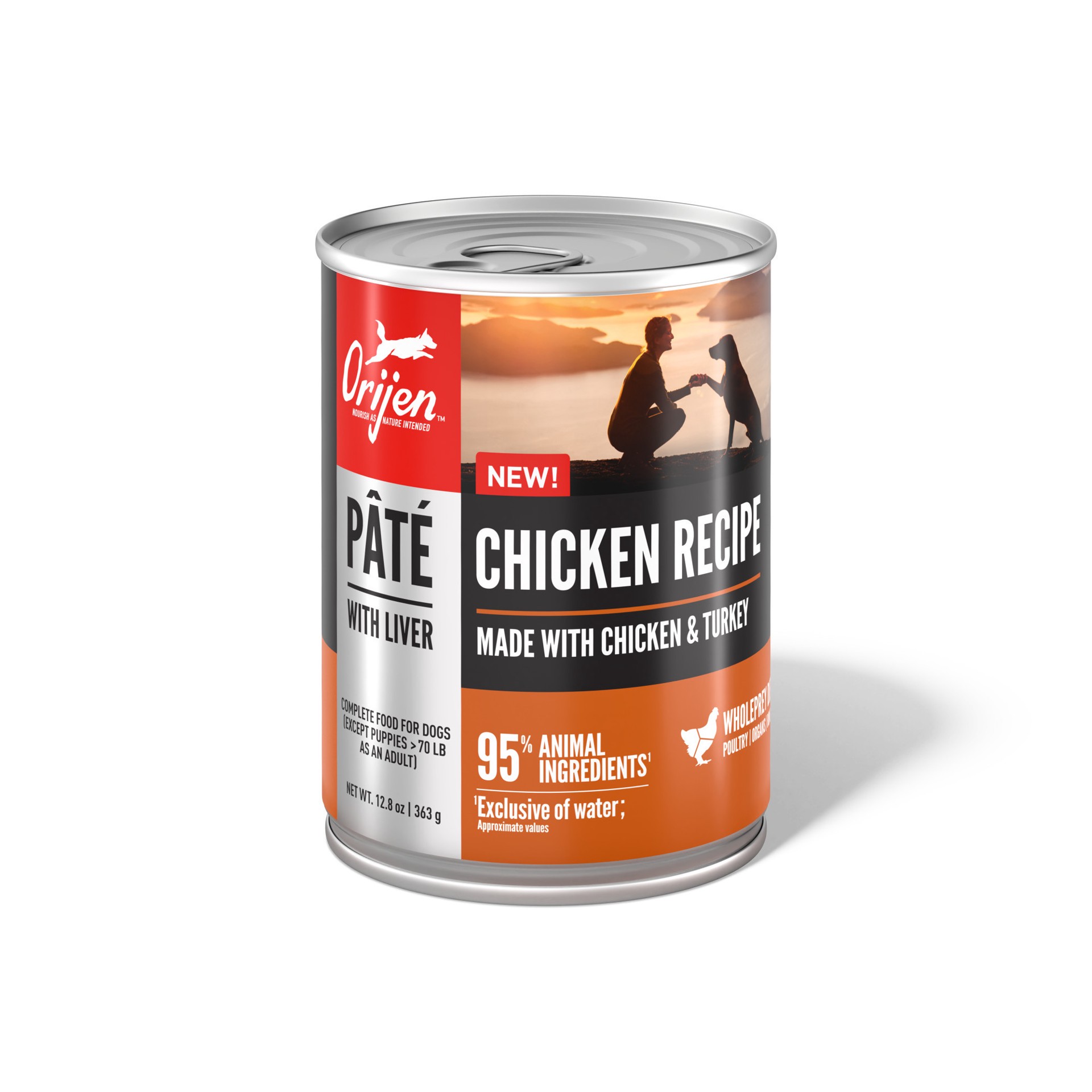 slide 1 of 2, ORIJEN Pate Wet Dog Poultry Pate with Liver 12.8oz, case of 12 cans, 12.8 oz