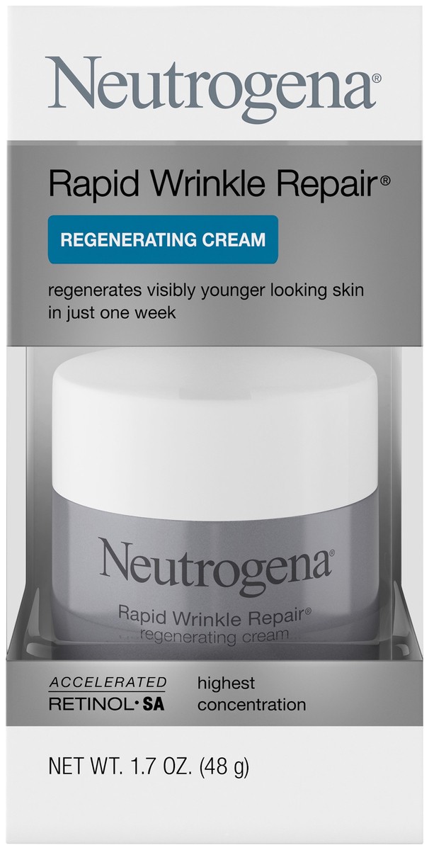 slide 3 of 7, Neutrogena Rapid Wrinkle Repair Retinol Face Moisturizer, Daily Anti-Aging Face Cream with Retinol & Hyaluronic Acid to Fight Fine Lines, Wrinkles, & Dark Spots, 1.7 oz, 1.7 oz