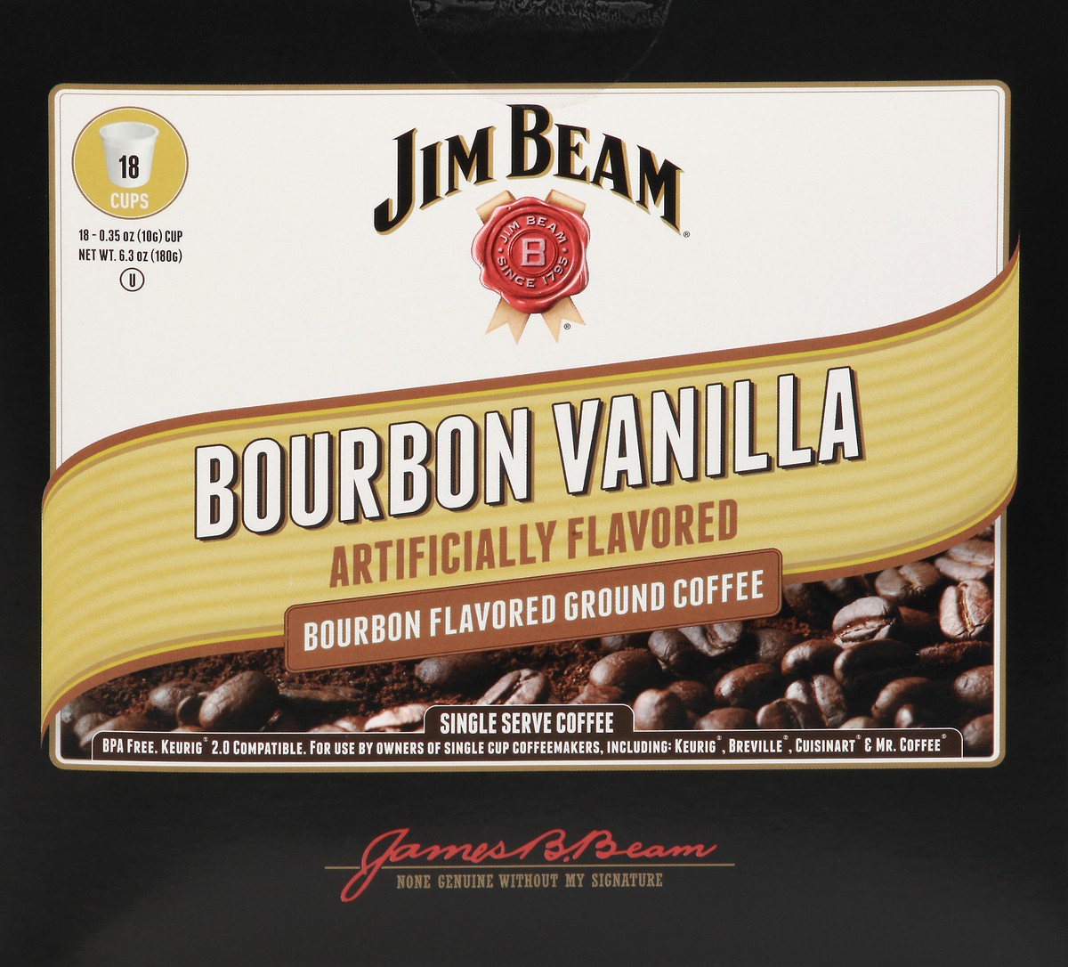 slide 3 of 11, Jim Beam Coffee, Ground, Bourbon Vanilla, Single Serve Cups- 6.3 oz, 18 ct