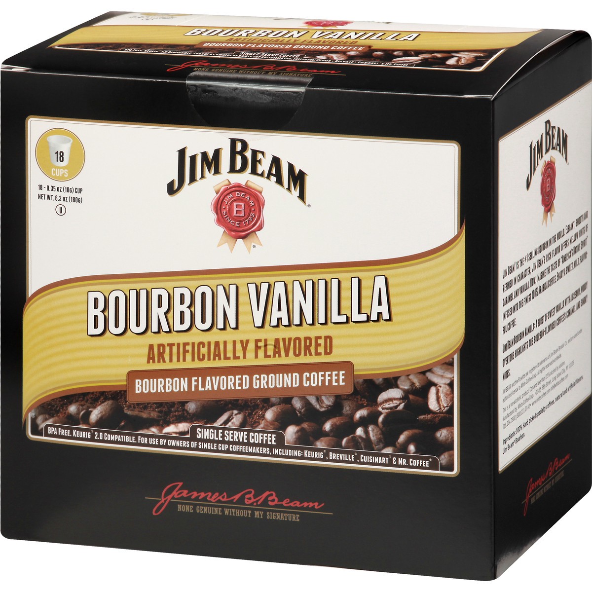 slide 7 of 11, Jim Beam Coffee, Ground, Bourbon Vanilla, Single Serve Cups- 6.3 oz, 18 ct