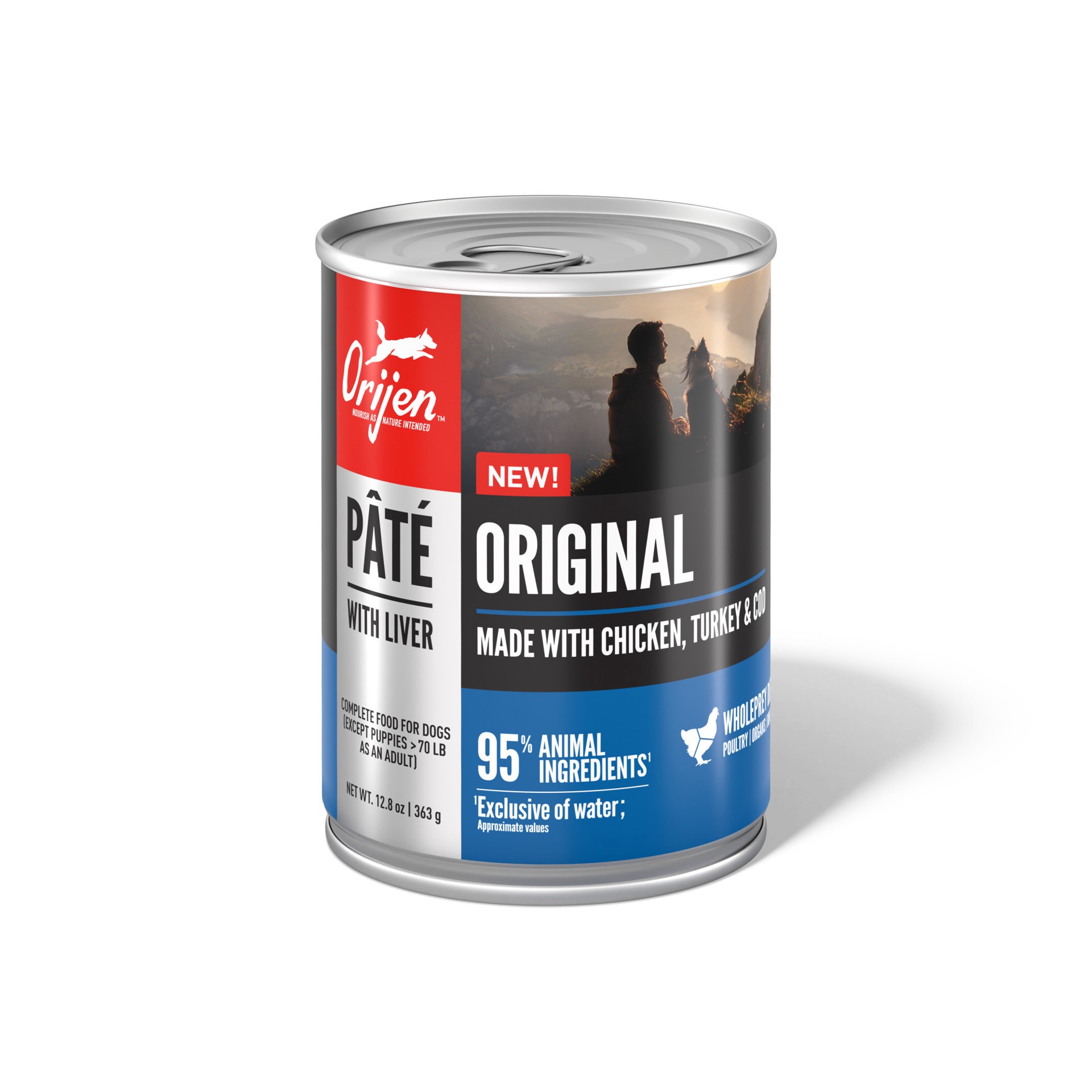 slide 1 of 2, ORIJEN Pate Wet Dog Original Pate with Liver 12.8oz, case of 12 cans, 12.8 oz