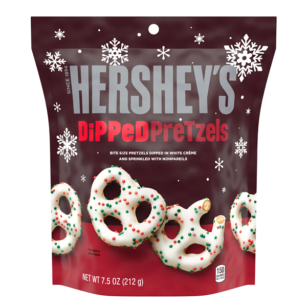 slide 1 of 4, Hershey's Holiday Dipped Pretzels, 7.5 oz