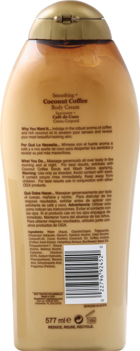 slide 6 of 7, OGX Smoothing + Coconut Coffee Body Cream 19.5 fl oz, 19.50 fl oz