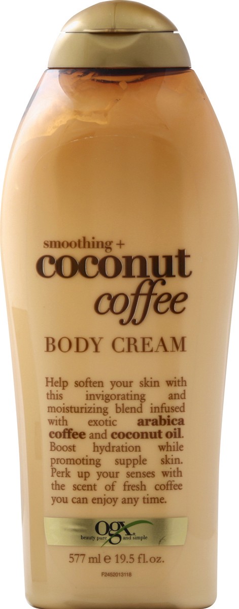 slide 5 of 7, OGX Smoothing + Coconut Coffee Body Cream 19.5 fl oz, 19.50 fl oz