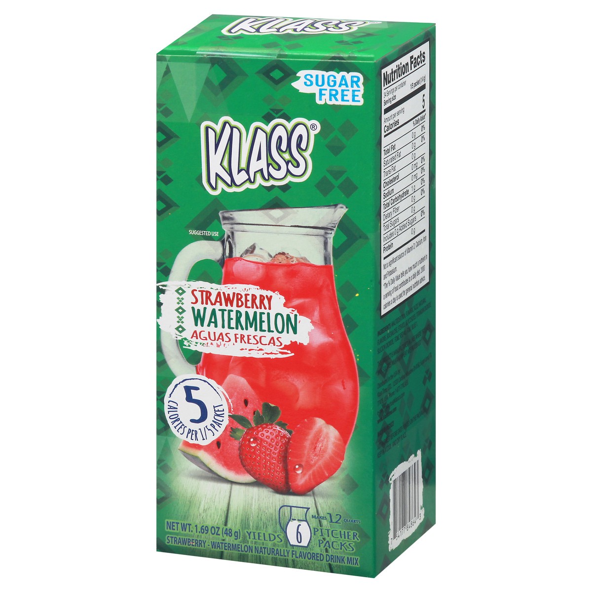 slide 14 of 14, Klass Aguas Frescas Sugar Free Strawberry Watermelon Drink Mix 6 Pitcher Packs, 6 ct