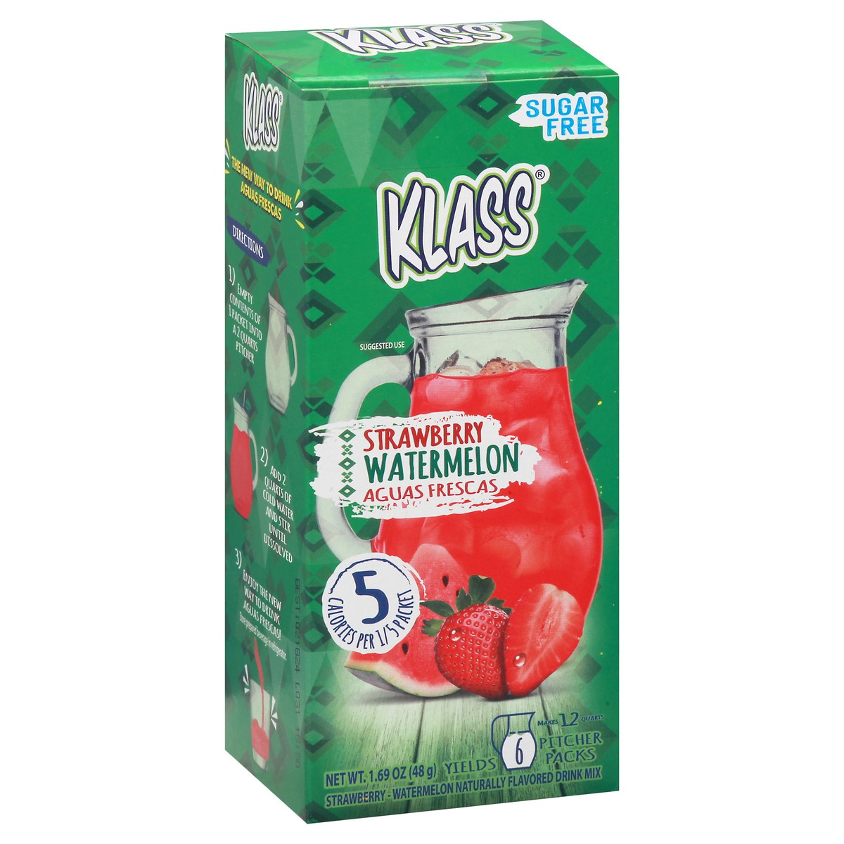 slide 2 of 14, Klass Aguas Frescas Sugar Free Strawberry Watermelon Drink Mix 6 Pitcher Packs, 6 ct