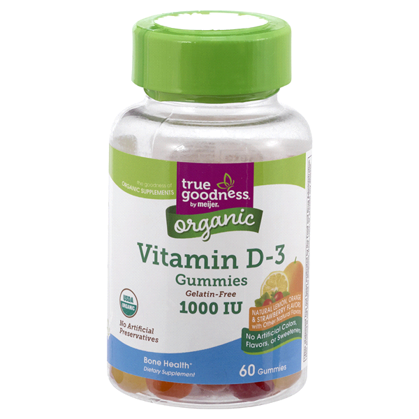 slide 1 of 1, True Goodness Organic Vitamin D-3 Gummies 1000 IU, 60 ct