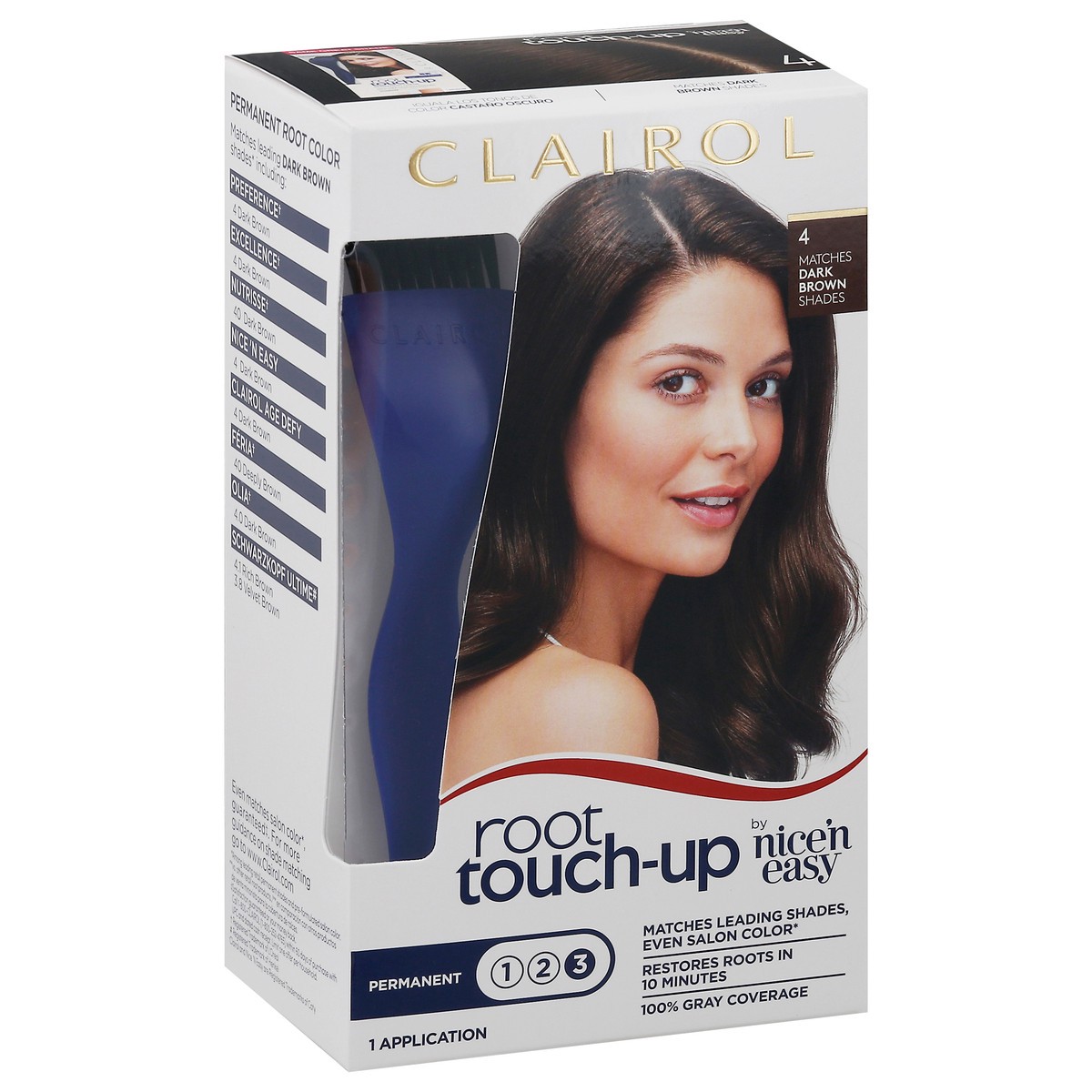 slide 8 of 9, Clairol Root Touch-Up Permanent Hair Color - 4 Dark Brown - 1 kit, 1 ct
