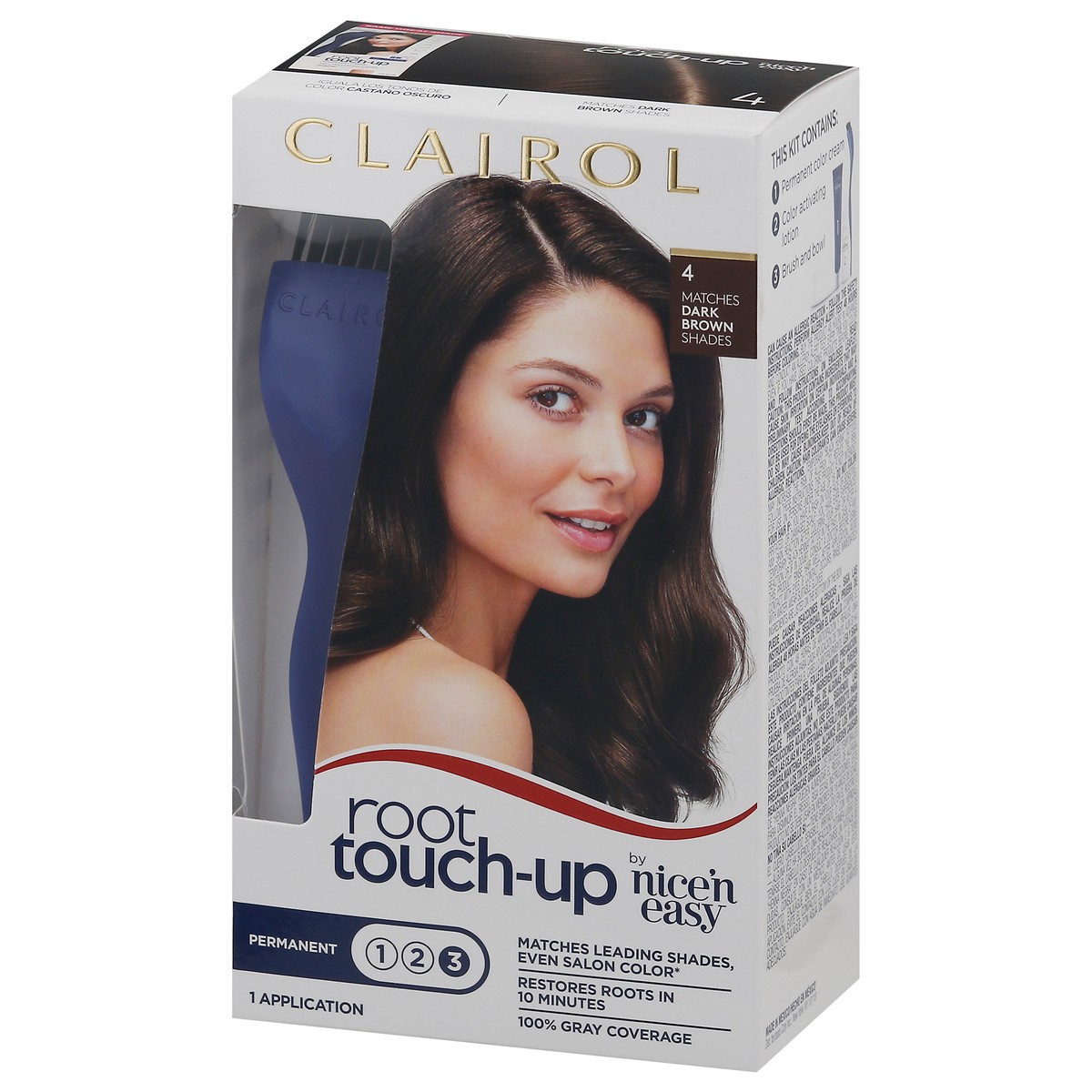 slide 2 of 9, Clairol Root Touch-Up Permanent Hair Color - 4 Dark Brown - 1 kit, 1 ct
