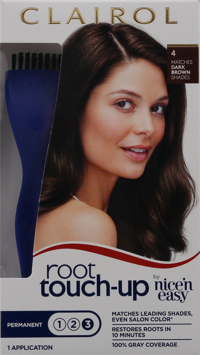 slide 4 of 9, Clairol Root Touch-Up Permanent Hair Color - 4 Dark Brown - 1 kit, 1 ct