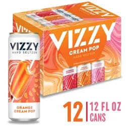 Vizzy Cream Pop Raspberry/Orange/Strawberry Hard Seltzer Variety Pack 12 - 12 fl oz Cans