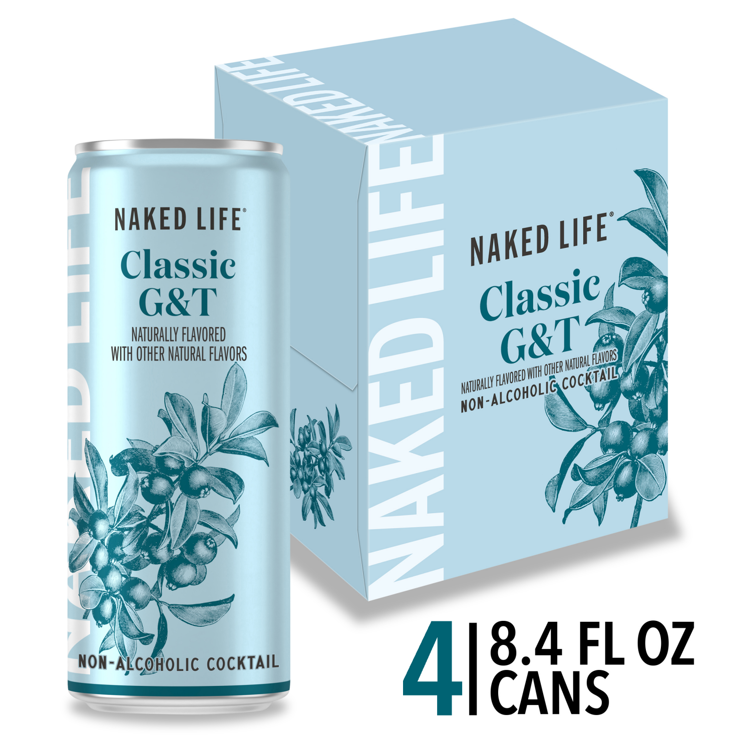 slide 1 of 1, OTHER-ALCOHOLIC BEVERAGES Naked Life Classic G&T NA 4pk 8.4oz Can, 4 ct; 8.4 oz