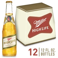 Miller High Life American Lager Beer, 4.6% ABV, 12-pack 12-oz. beer bottles