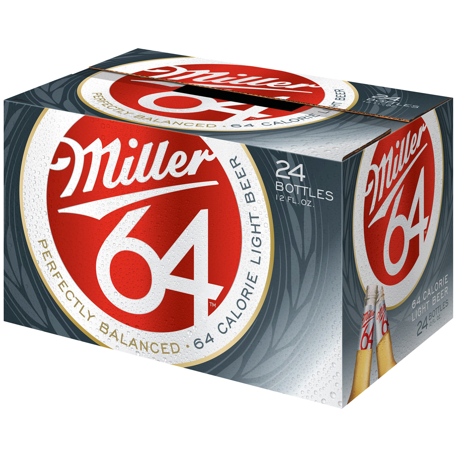 slide 1 of 1, Miller 64 Extra Light Lager Beer, 24 Pack, 12 fl. oz. Bottles, 2.8% ABV, 24 ct; 12 oz