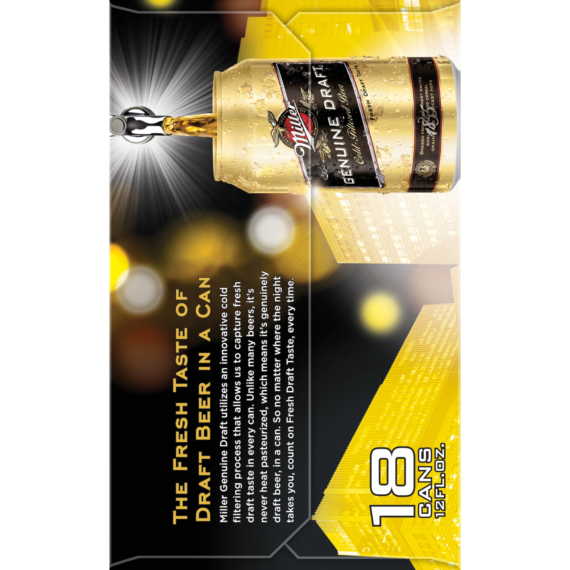 slide 6 of 6, Miller Genuine Draft, 18 pk, 12 oz cans, 4.6% ABV, 18 ct; 12 oz