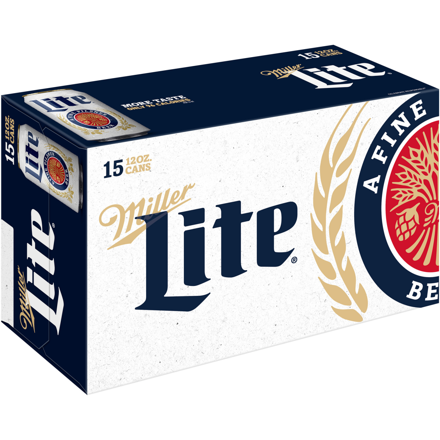 slide 4 of 5, Miller Lite American Light Lager Beer, 4.2% ABV, 15-pack, 12-oz beer cans, 15 oz