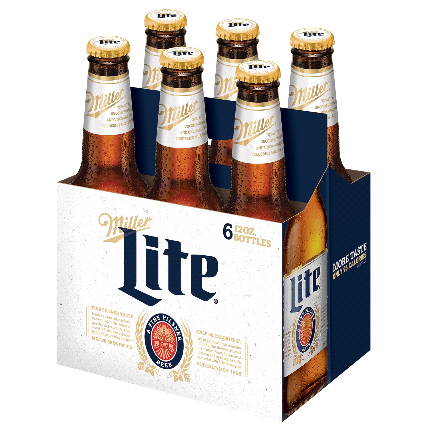 slide 3 of 5, Miller Lite American Pilsner Light Lager Beer, 4.2% ABV, 6-pack, 12-oz. beer bottles, 6 oz