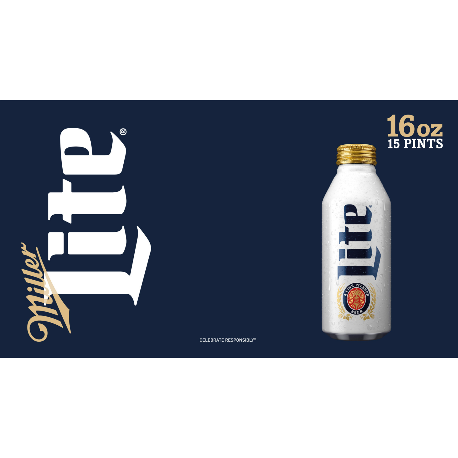 slide 5 of 5, Miller Lite American Pilsner Light Lager Beer, 4.2% ABV, 15-pack, 16-oz. beer bottles, 15 oz