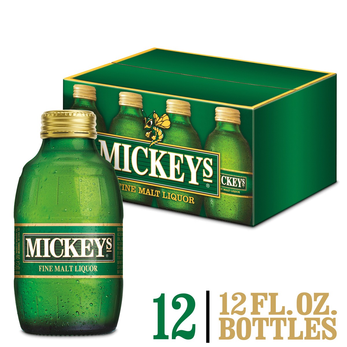 slide 2 of 2, Mickey's has established it's place throughout the years as a fine malt liquor with a full body, moderate bitterness and a fruity aroma Mickey's is the fine malt liquor with a full body. Mickey's Fine Malt Liquor, with it's unique big-mouth 12oz. Bottles., 288 oz