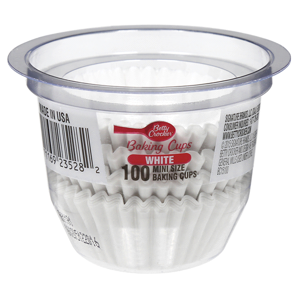 slide 1 of 3, Betty Crocker Mini Size Baking Cups White, 100 ct