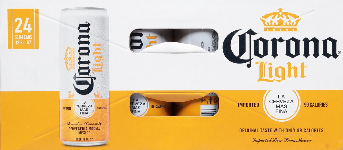 slide 10 of 10, Corona Light Mexican Lager Import Light Beer, 24 pk 12 fl oz Cans, 4.0% ABV, 288 fl oz