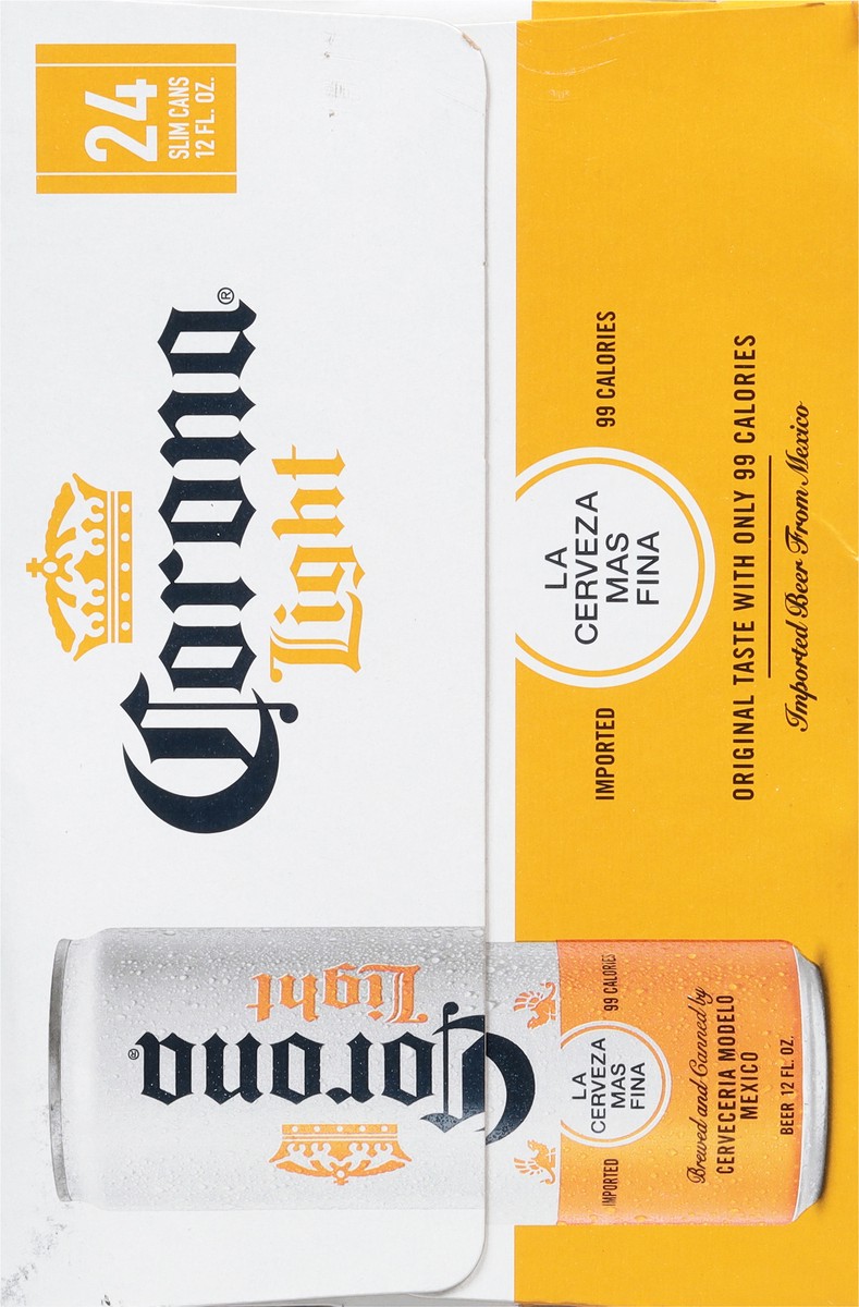 slide 5 of 10, Corona Light Mexican Lager Import Light Beer, 24 pk 12 fl oz Cans, 4.0% ABV, 288 fl oz