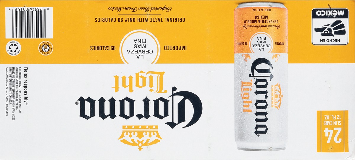 slide 3 of 10, Corona Light Mexican Lager Import Light Beer, 24 pk 12 fl oz Cans, 4.0% ABV, 288 fl oz