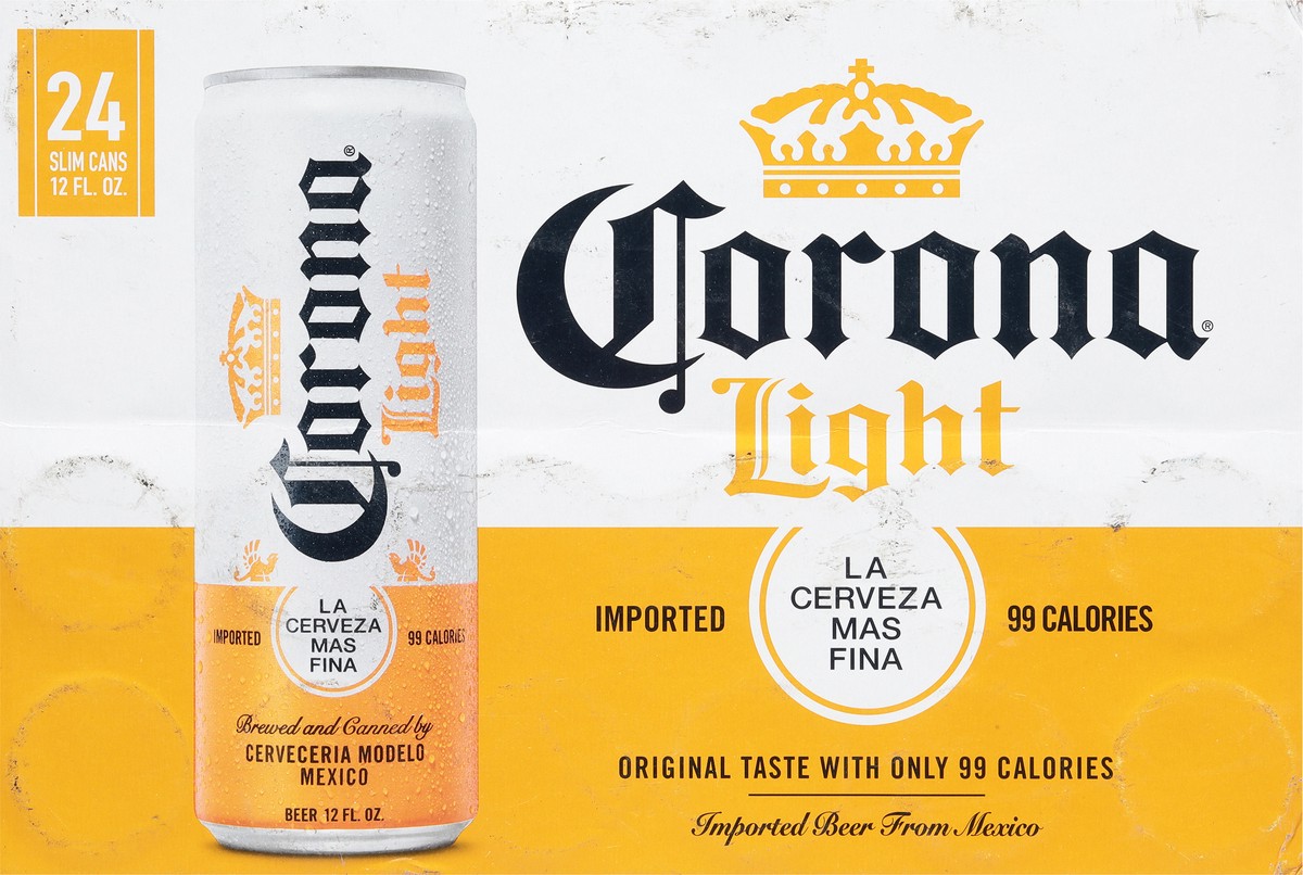 slide 9 of 10, Corona Light Mexican Lager Import Light Beer, 24 pk 12 fl oz Cans, 4.0% ABV, 288 fl oz