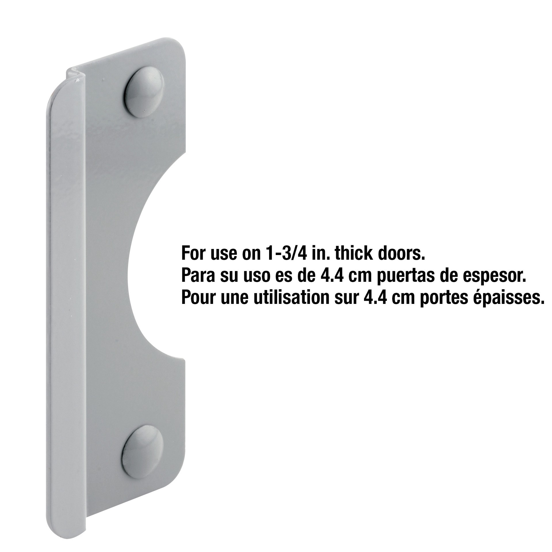 slide 4 of 6, Gatehouse 6 In. Gray-painted Steel Latch Shield with 5/16 In. Offset and A Radius Cutaway To Fit 2-3/8 In. Back-set, 1 ct