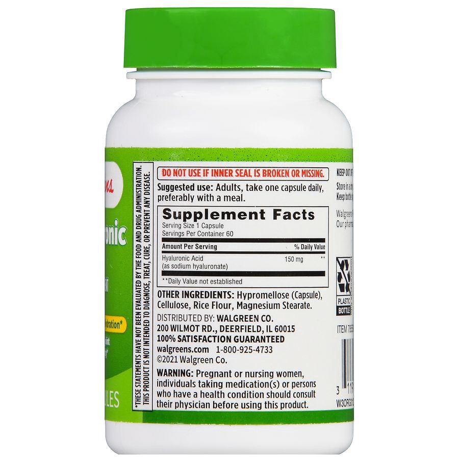 slide 3 of 5, Walgreens Hyaluronic Acid 150mg, 60 ct