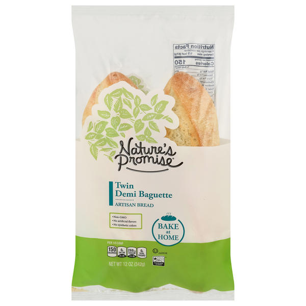 slide 1 of 1, Nature's Promise Bakery Take & Bake Demi Baguette Artisan Bread - 2 ct, 2 ct; 12 oz