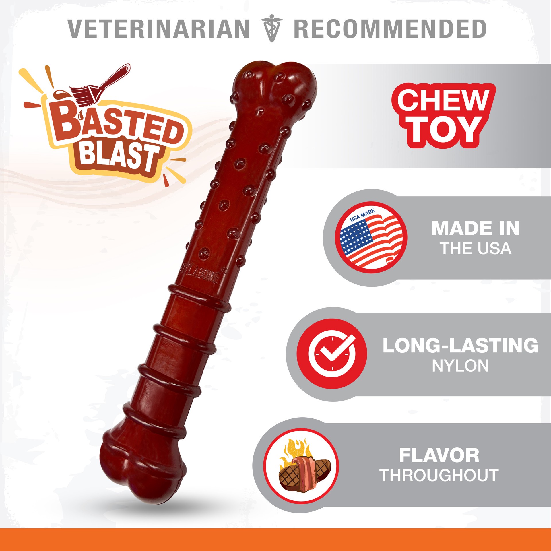 slide 10 of 10, Nylabone Power Chew Basted Blast Dual Flavored Dog Chew Toys Large/Giant - Up to 50 lbs.(1 Count), 1 ct
