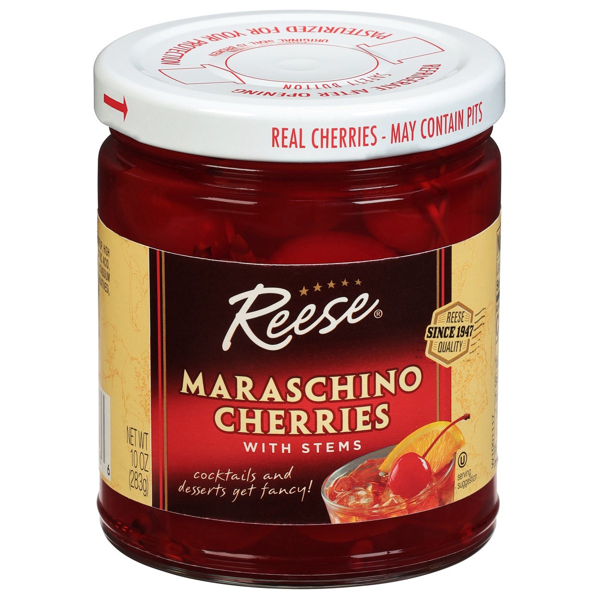 slide 1 of 1, Reese Maraschino Cherries with Stems 10 oz, 10 oz